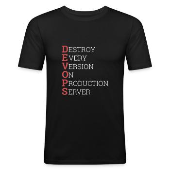 "Devops" | "Scrum Master" - Men's Slim Fit T-Shirt - black - Front - Nik (191cm)