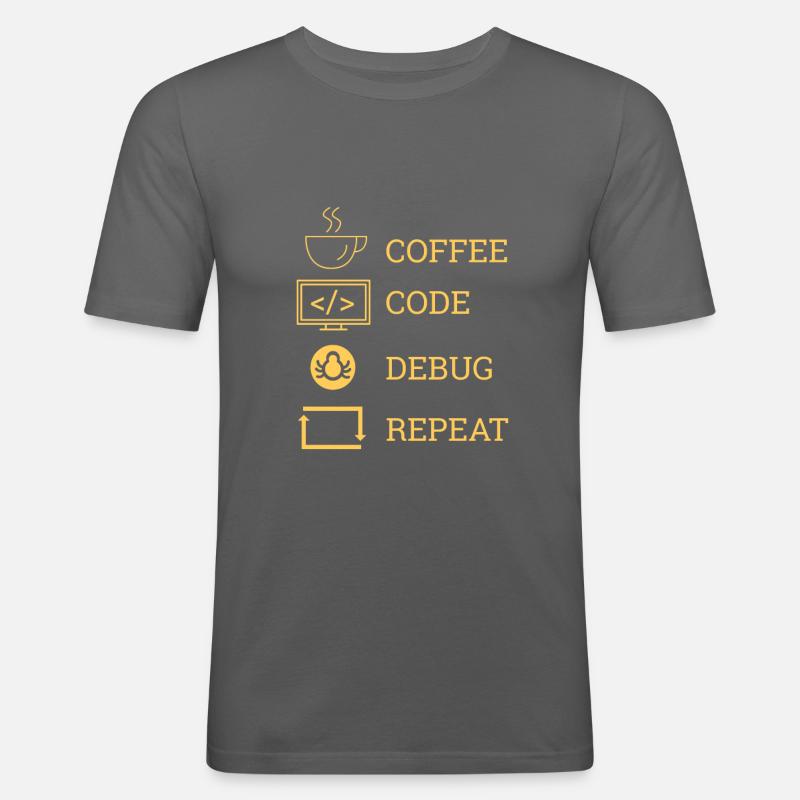 "Coffee Code Debug Repeat" | Programmierer - Männer Slim Fit T-Shirt - Graphite