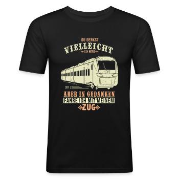 Lokführer Triebfahrzeugführer Bahnfahrer - Männer Slim Fit T-Shirt - Schwarz - Vorne - Nik (191cm)