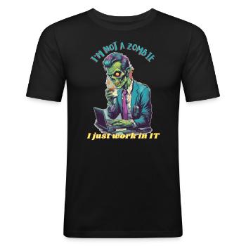 Zombie-IT-Arbeiter - Männer Slim Fit T-Shirt - Schwarz - Vorne - Nik (191cm)