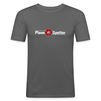 Plane Spotter with Camera Shutter - Männer Slim Fit T-Shirt - Graphite - Vorne - Nik (191cm)