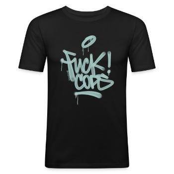Fuck Corps Acab Graffiti T Shirt - T-shirt près du corps Homme - noir - Devant - Nik (191cm)