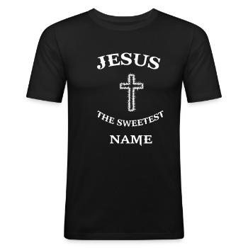 Jesus Christ Cross Messiah Christianity Religion - Men's Slim Fit T-Shirt - black - Front - Nik (191cm)