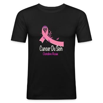 Ruben Rose de sensibilisation au Cancer du Sein - T-shirt près du corps Homme - noir - Devant - Nik (191cm)
