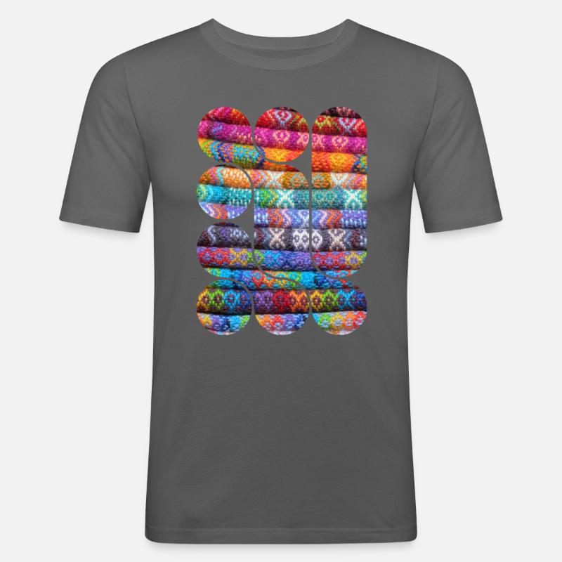 Helles gestricktes Patchwork - Männer Slim Fit T-Shirt - Graphite