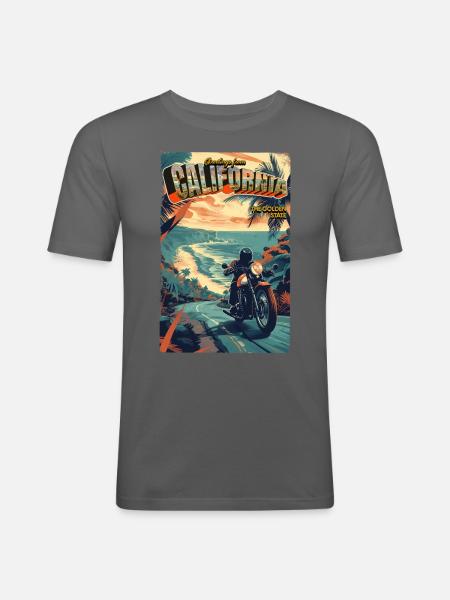 Motorcycle Greetings California - Men's Slim Fit T-Shirt - graphite grey