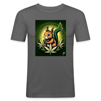 Grünes Weed-Hörnchen - Männer Slim Fit T-Shirt - Graphite - Vorne - Nik (191cm)