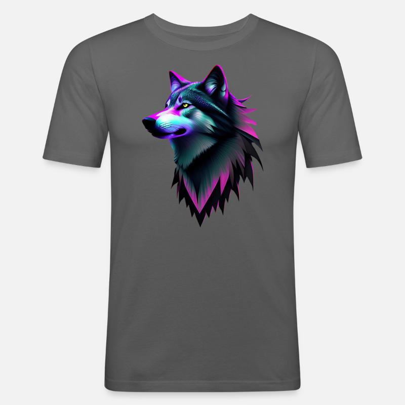 Wolf - Männer Slim Fit T-Shirt - Graphite
