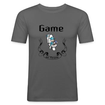 Game on Throne - T-shirt près du corps Homme - gris graphite - Devant - Nik (191cm)