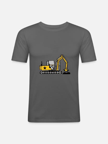 Bagger Baumaschine Baggern Bau - Männer Slim Fit T-Shirt - Graphite