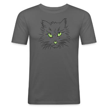 Katzenkopf mit stechenden Augen - Männer Slim Fit T-Shirt - Graphite - Vorne - Nik (191cm)