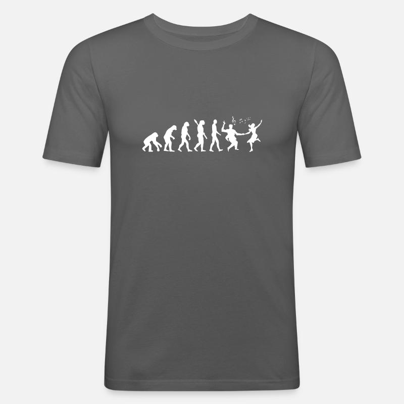 Darwin Evolution to Swing - Weiß - Männer Slim Fit T-Shirt - Graphite