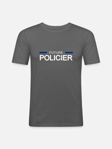 Future policier - T-shirt près du corps Homme - gris graphite