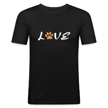 KATZENHUMOR DRÖLES GESCHENK KÄTZCHEN LIEBE KATZEN KATZE - Männer Slim Fit T-Shirt - Schwarz - Vorne - Nik (191cm)