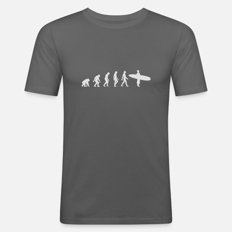 Die Evolution des Surfens - Männer Slim Fit T-Shirt - Graphite