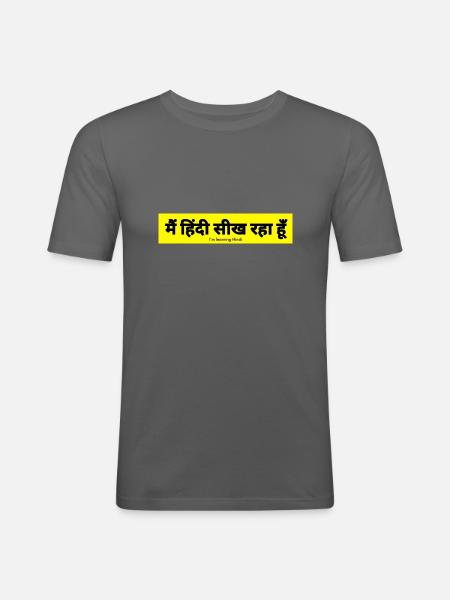 Hindi - Men's Slim Fit T-Shirt - graphite grey