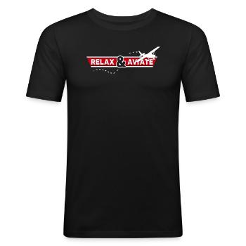Relax & Aviate - Men's Slim Fit T-Shirt - black - Front - Nik (191cm)