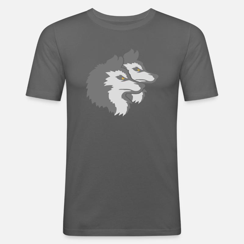 Team Logo Wolf Pack - Männer Slim Fit T-Shirt - Graphite