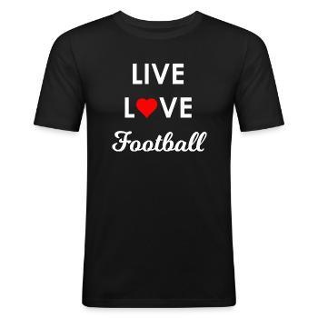 Fußball Soccer - Männer Slim Fit T-Shirt - Schwarz - Vorne - Nik (191cm)