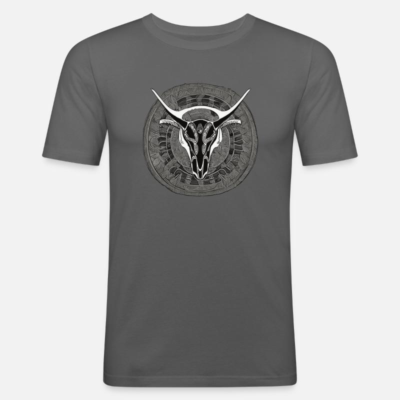Stier Schädel - Männer Slim Fit T-Shirt - Graphite