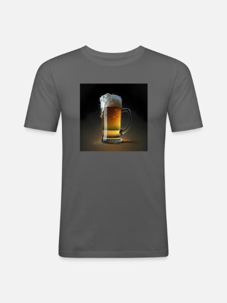 Bier T-Shirt - Männer Slim Fit T-Shirt - Graphite