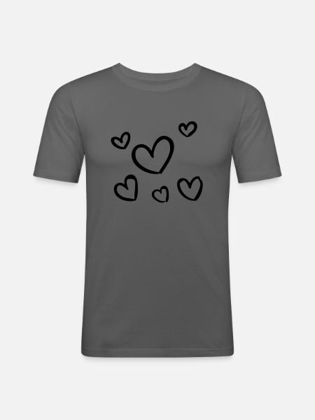 Herz - Männer Slim Fit T-Shirt - Graphite