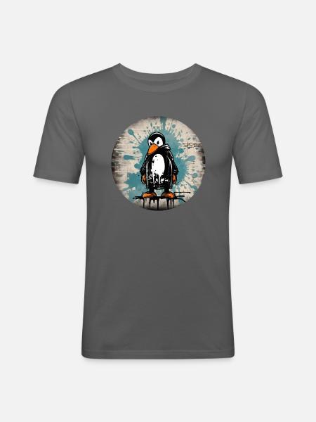 Urban Penguin #1 - Männer Slim Fit T-Shirt - Graphite