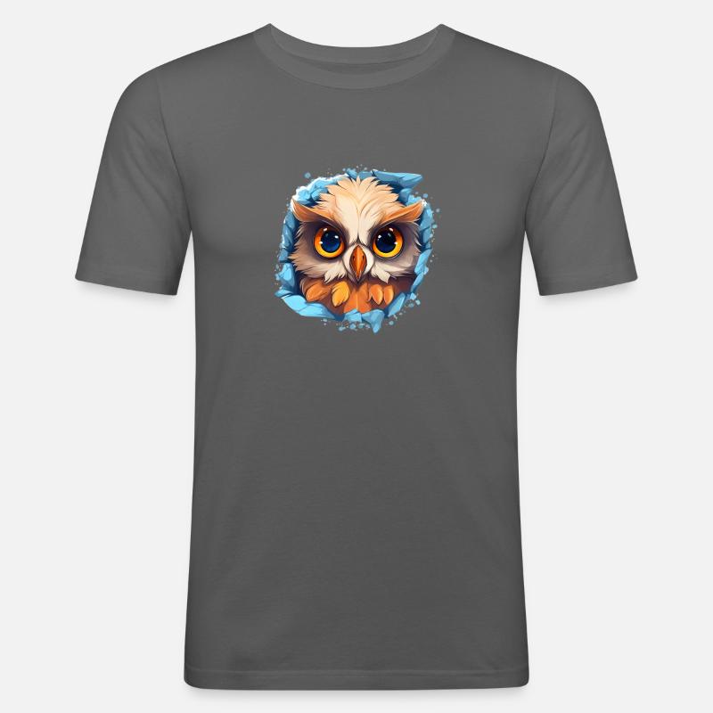 Niedliche Wachsame Eule | Nachtschwärmer Eule - Männer Slim Fit T-Shirt - Graphite