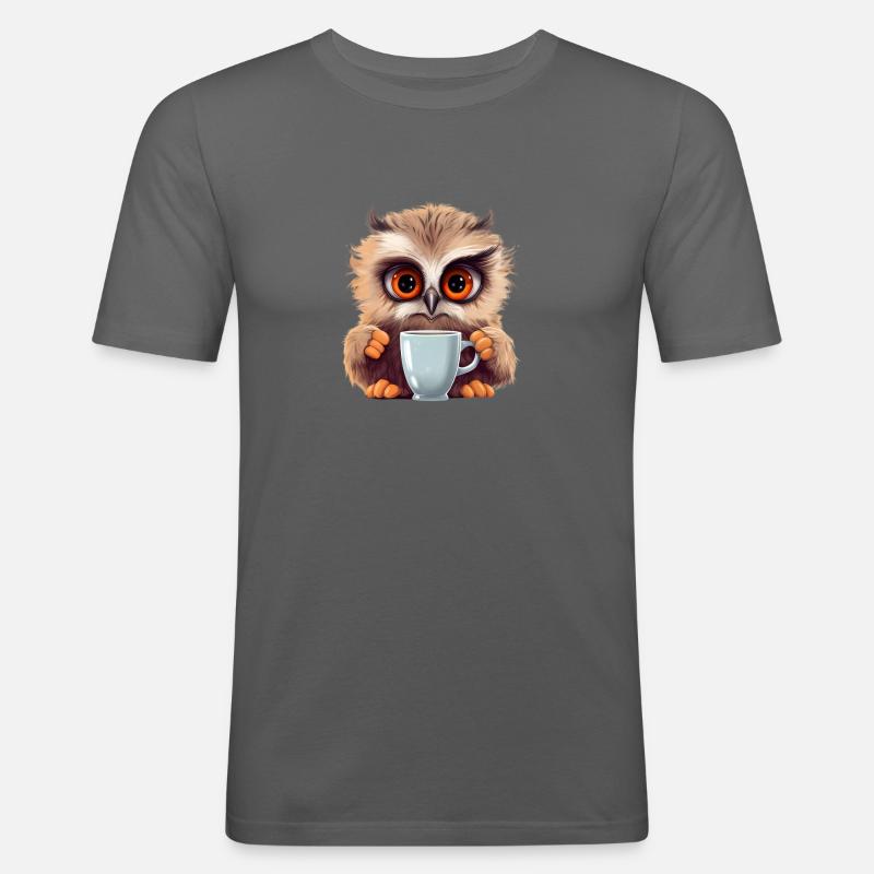 Niedliche Wachsame Eule | Nachtschwärmer Eule - Männer Slim Fit T-Shirt - Graphite