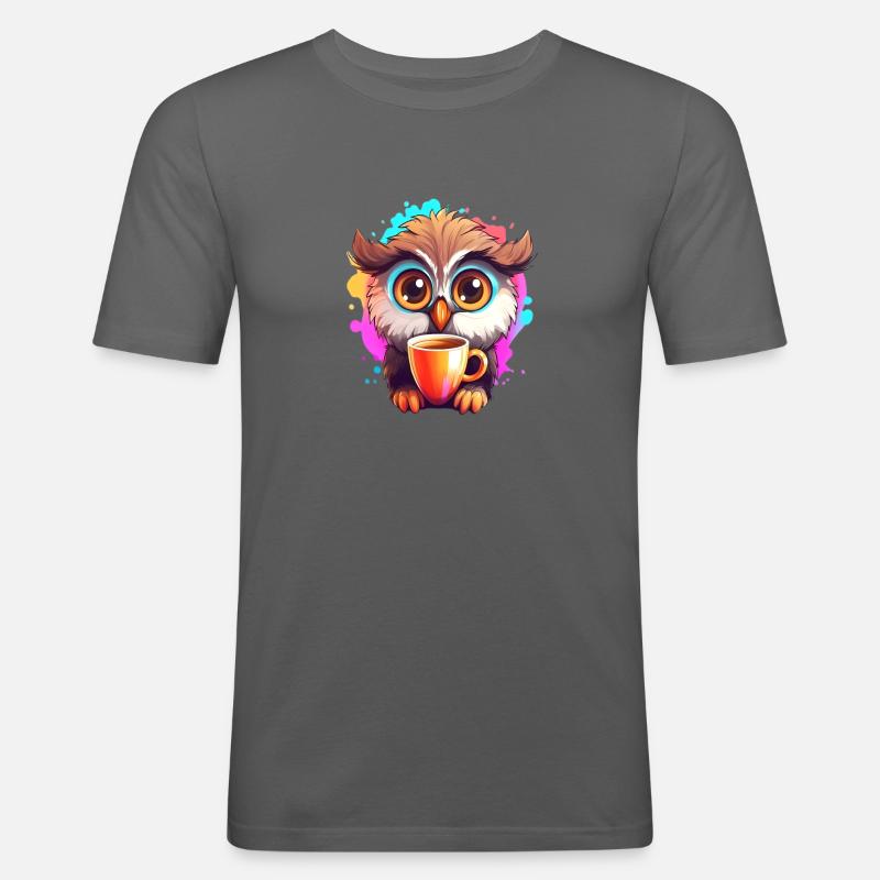 Niedliche Wachsame Eule | Nachtschwärmer Eule - Männer Slim Fit T-Shirt - Graphite