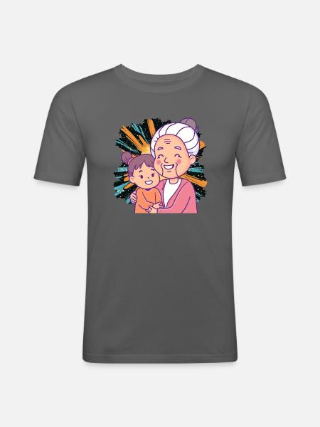 Oma Großeltern - Männer Slim Fit T-Shirt - Graphite