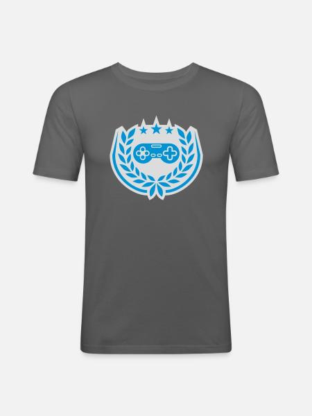 Controller Retro Stars Laurel Wreath - Men's Slim Fit T-Shirt - graphite grey