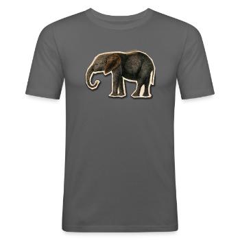 Éléphant avec du ruban adhésif - T-shirt près du corps Homme - gris graphite - Devant - Nik (191cm)