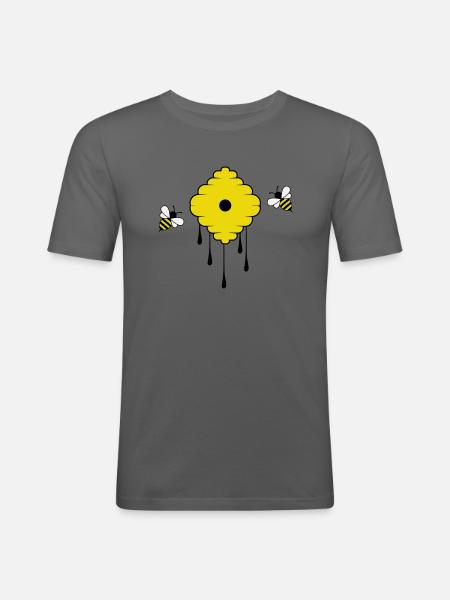 honey bees - Men's Slim Fit T-Shirt - graphite grey