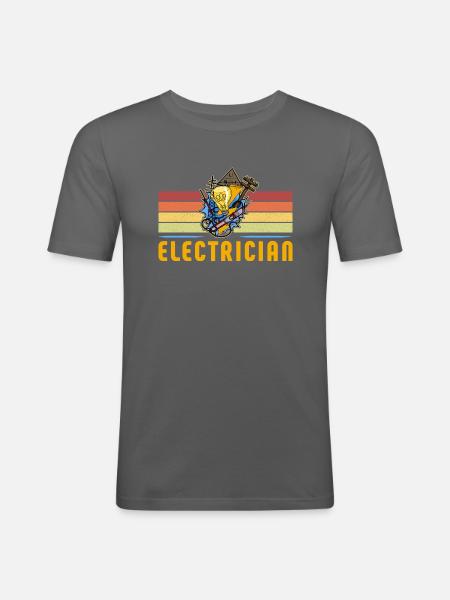 Electrician Electrician Lighting Technician Lamp - Men's Slim Fit T-Shirt - graphite grey