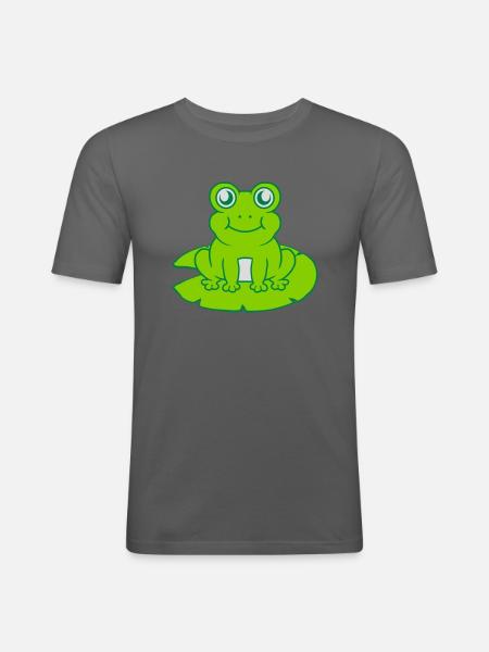 Frog sits water lily Seeblatt - Men's Slim Fit T-Shirt - graphite grey