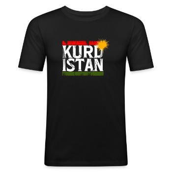 Kurdistan Grunge - T-shirt près du corps Homme - noir - Devant - Nik (191cm)