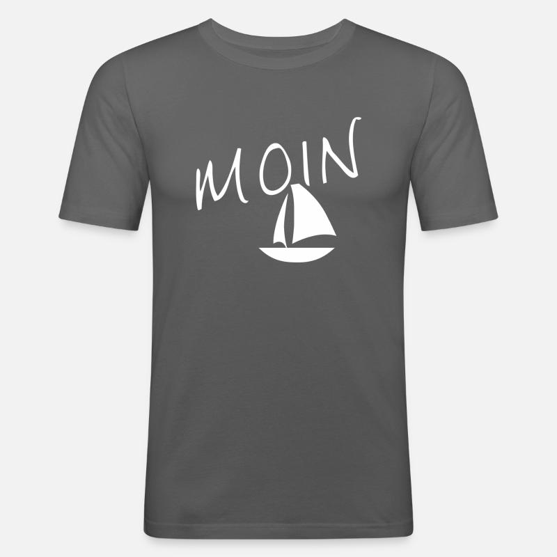 Moin mit Segelschiff - Männer Slim Fit T-Shirt - Graphite