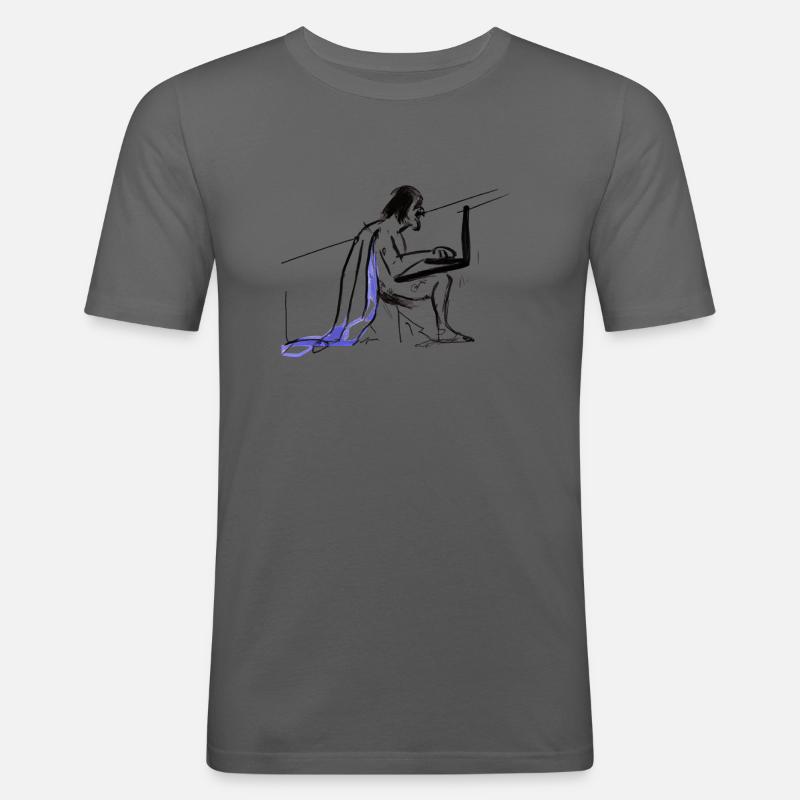 Visionäre Höhlenmalerei - Computerbenutzer - Männer Slim Fit T-Shirt - Graphite