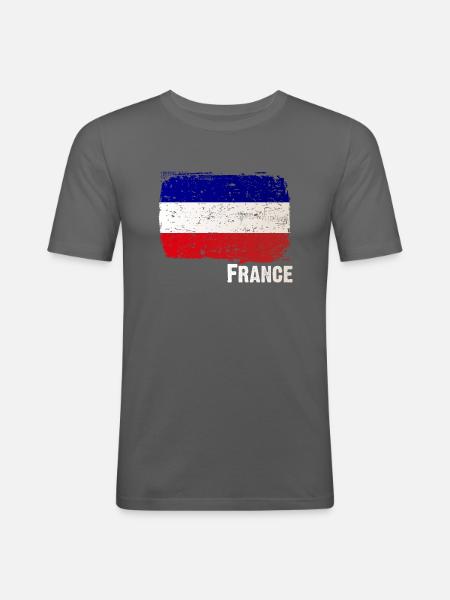 France Frankreich - Männer Slim Fit T-Shirt - Graphite