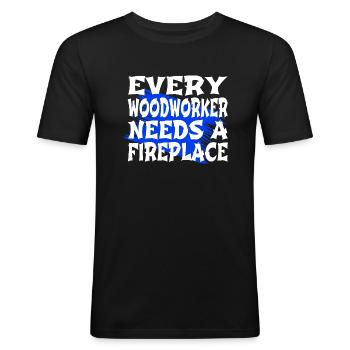 emploi ébéniste syndicat charpentier tshirts papa - T-shirt près du corps Homme - noir - Devant - Nik (191cm)