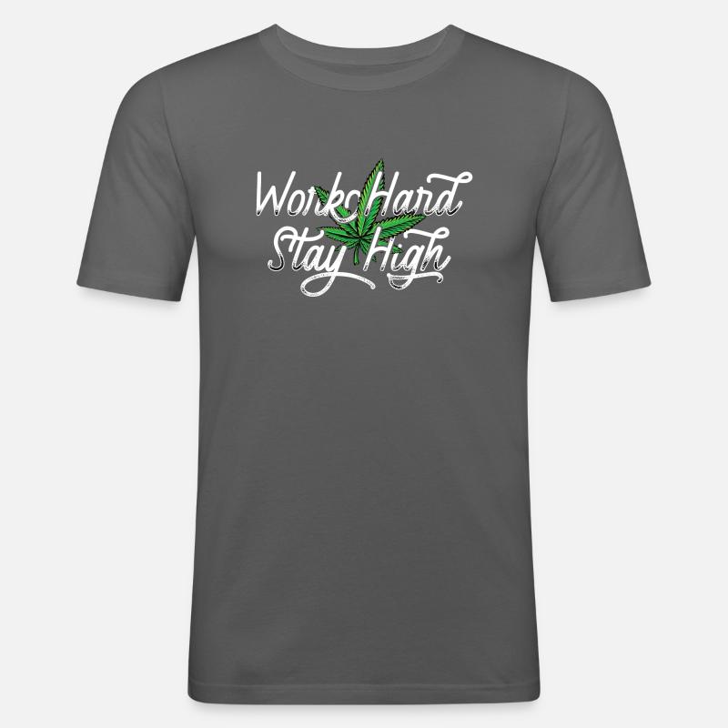 Work Hard Hanfblatt - Männer Slim Fit T-Shirt - Graphite
