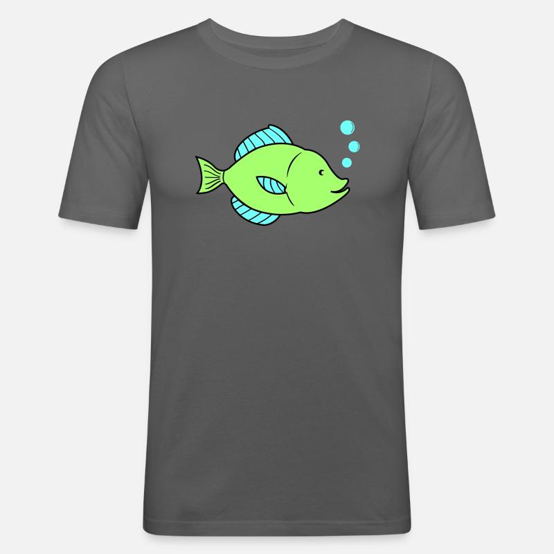 fisch comic - Männer Slim Fit T-Shirt - Graphite