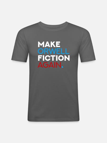 Make Orwell Fiction Again - Männer Slim Fit T-Shirt - Graphite