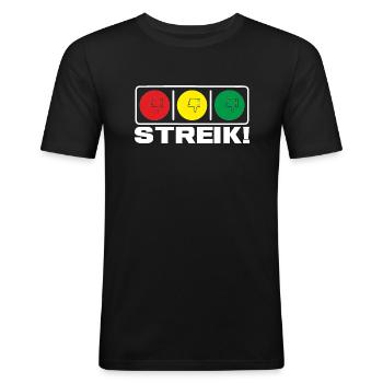 Streik Ampel Protest - Männer Slim Fit T-Shirt - Schwarz - Vorne - Nik (191cm)