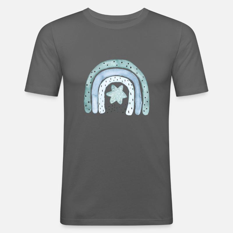 Regenbogen Jeansblau mit Sternchen - Männer Slim Fit T-Shirt - Graphite