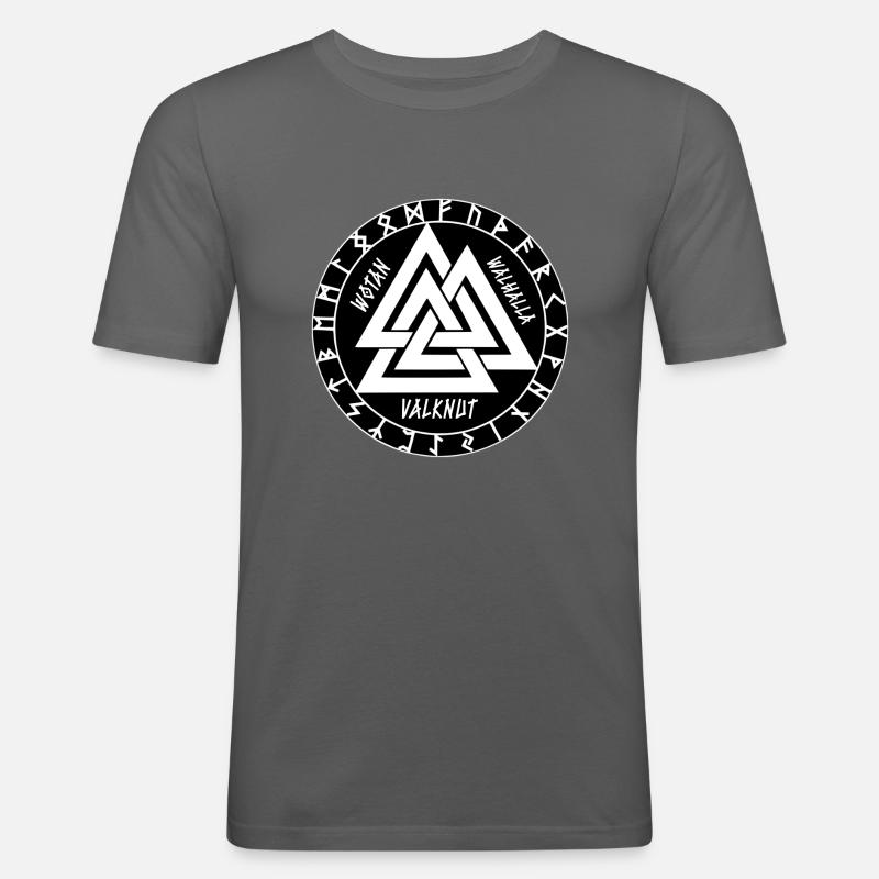 Wotan Walhalla Valknut - Männer Slim Fit T-Shirt - Graphite