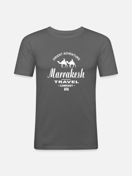 Marrakesch - Marokko - Kamel - Karavane - Männer Slim Fit T-Shirt - Graphite