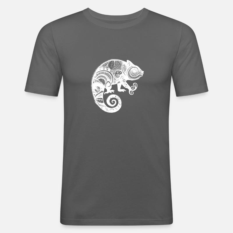 Chamäleon mit boho aztekischen Mustern - Männer Slim Fit T-Shirt - Graphite
