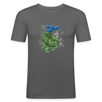 scan pfau art deco bunt outline - Männer Slim Fit T-Shirt - Graphite - Vorne - Nik (191cm)